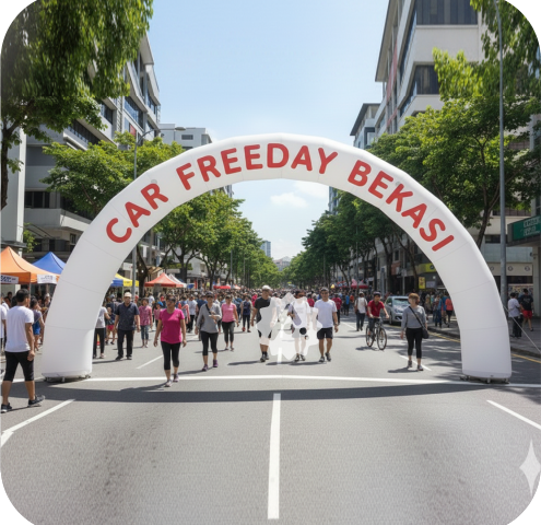 Balon gate Bekasi untuk event olahraga start dan finish